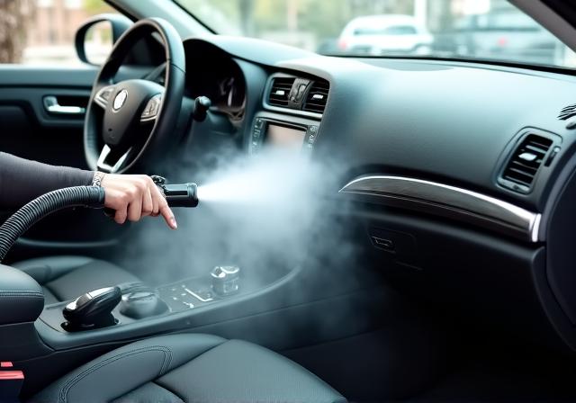 Interieur detailing proces met stoom